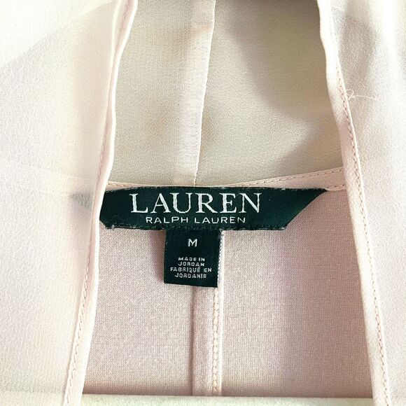 Ralph Lauren Lightweight Longline Cardigan M Sheer Panel Knit Rose Long Sleeves - Picture 8 of 9